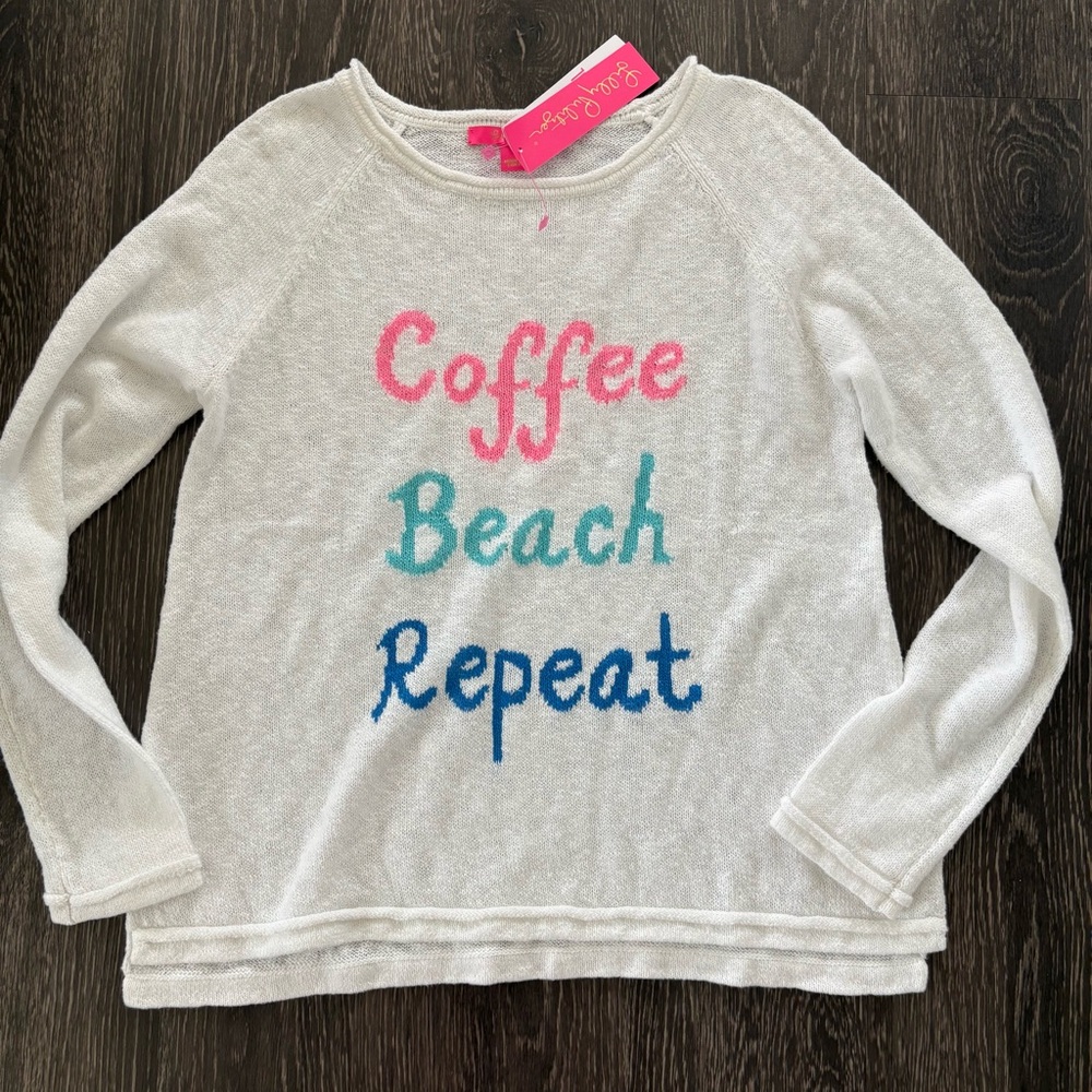 New! Lilly Pulitzer Danette Resort White Coffee Intarsia Sweater - Picture 5 of 12